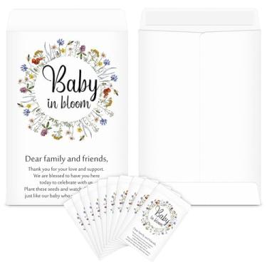 Imagem de Fumete 100 pacotes de sementes de chá de bebê, envelopes autoadesivos, papel pequeno para mini pacotes kraft, lembrancinhas, organizador de bebê em flor, para festa, sem sementes (flores coloridas)