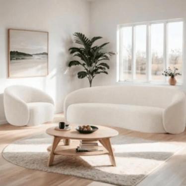 Imagem de Kit Sofá 3 Lugares 200cm e Poltrona Orgânico Luxo Recepção Sala de Est