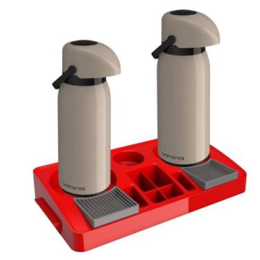 Imagem de Kit 2 Garrafa Térmica Verona 1,8l Bege + Bandeja Organizadora Unitermi