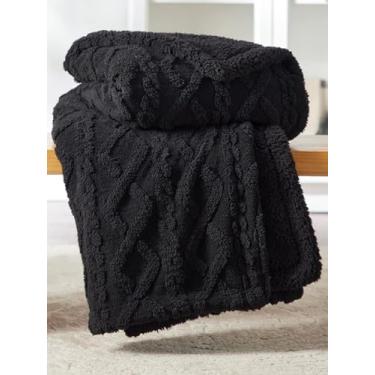 Imagem de Cobertor Manta Com Sherpa Dupla Face Casal Luxuoso 2,20x1,90 (Preto)