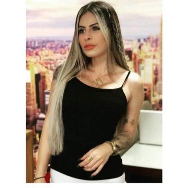 Imagem de blusa regata canelada com bojo  com elastano alça fina moda feminina -