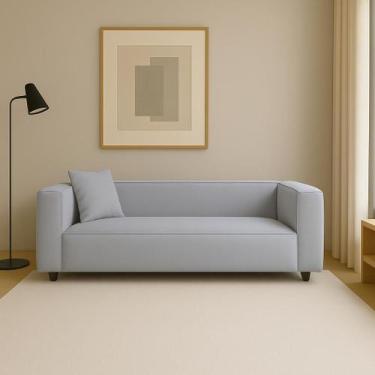 Imagem de Sofá Cecília Orgânico 2 Lugares 160cm Sala de Estar Linho Cinza Claro 