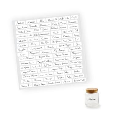 Imagem de Kit 74 Etiquetas Vinil Laváveis transparentes para Temperos E Condimentos