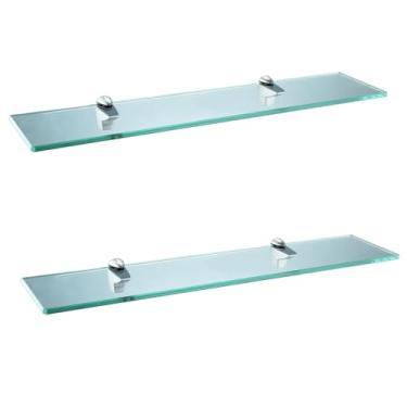 Imagem de XVL Prateleira de vidro para banheiro GS3004AX-2 para armazenamento de vidro temperado escovado, 2 peças