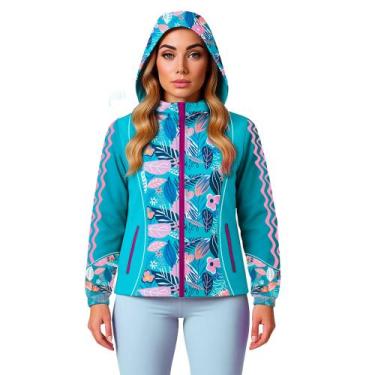 Imagem de Jaqueta Corta Vento Feminina Com Capuz Meia Estação Azul - Fantasia Br
