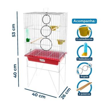 Imagem de Gaiola Mini Viveiro para Calopsita Agapornis Completa com Acessórios -