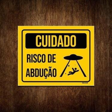 Imagem de Placa Decorativa - Alien Alienígena Risco De Abdução 36X46 - Sinalizo