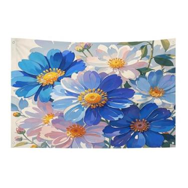Imagem de Bandeira com quatro furos bandeiras para todos os climas flores em aquarela brilhantes impressas bandeira decorativa bandeiras de poliéster adequadas para uso interno e externo 89 x 159 centímetros