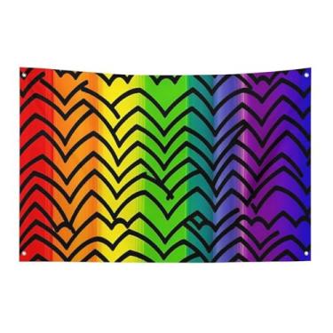 Imagem de Bandeira de orgulho gay com estampa de arco-íris 89 x 149 cm, sem desbotamento, bandeira de boas-vindas, jardim, quintal, bandeira, decoração de casa, decoração de casa