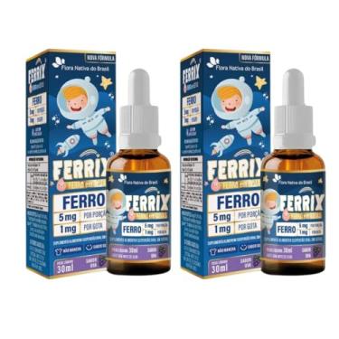 Imagem de 2x Ferrix Kids (Ferro 5mg/porção) 30ml Sabor Uva Flora Nativa