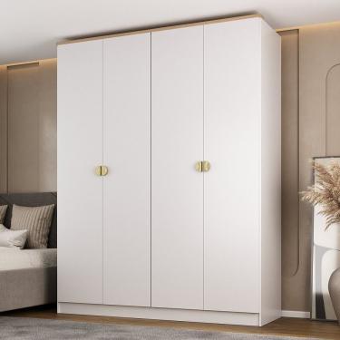 Imagem de Guarda-roupa Solteiro 100% Mdf 4 Portas Brescia Branco