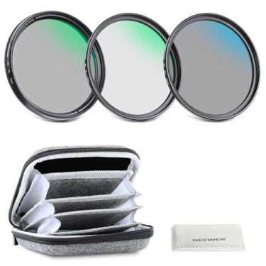 Imagem de NEEWER Kit de filtro de lente UV&CPL e ND4 de 72 mm com bolsa rígida, moldura de vidro óptico e liga de alumínio, UV + polarizador circular (CPL) + conjunto de filtros de densidade neutra com estojo
