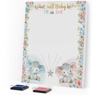 Imagem de ZWV Gender Reveal Fingerprint Tree Canvas, Bee Gender Reveal Decorações Neutro Baby Tea Guest Book Party Game, Gender Reveal Keepsake with Ink Pad-cad34 (007)