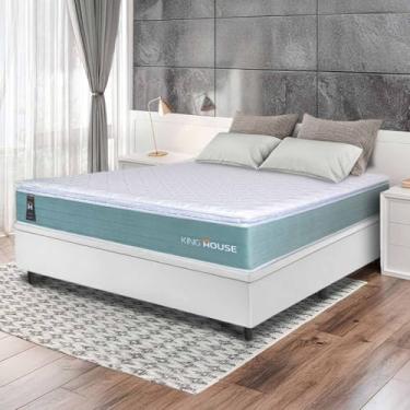 Imagem de Conjunto Box Baú Branco Lagos Verde Molas Ensacadas Casal 138x188x73 - King House