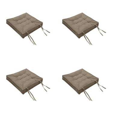 Imagem de Kit Com 4 Unidades Almofada Futon Confort Assento Para Cadeira Suede Liso 40x40(Bege)