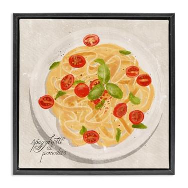 Imagem de Stupell Industries Refeição de espaguete italiana preta emoldurada em tela flutuante design de arte de parede por Juliet Rose Philips, 63 x 63 cm