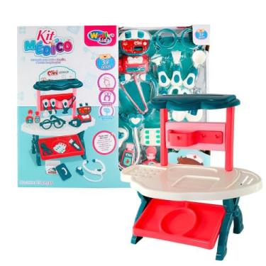 Imagem de Kit Médico Infantil com Bancada, 25 Peças, 36 x 35 cm, Brinquedo Educativo