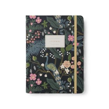 Imagem de RIFLE PAPER CO. Diário de pavão com caneta – Diário de capa dura elegante com folha dourada, fecho elástico, 144 páginas pautadas e pasta de bolso para armazenamento, inclui caneta dourada com tinta