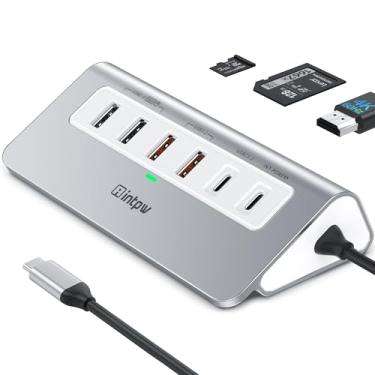 Imagem de intpw Hub USB C de 10 Gbps, estação de ancoragem USB C 9 em 1 com HDMI 4K a 60Hz, USB C/2 USB A 3.2, 2 USB-A 2.0, PD 100W, porta SD/TF, hub USB alimentado por alumínio para iPhone 16/15, MacBook Air