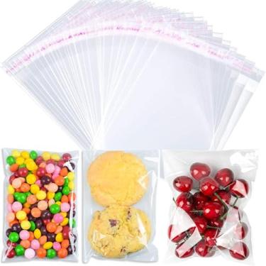 Imagem de TrustBlai Embalagens de barra de chocolate em forma de celofane, sacos e adesivos autoadesivos de plástico transparente para amantes de chocolate, pequenos lotes de doces personalizados (transparente