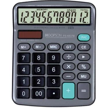 Imagem de Calculadora de Mesa 12 Dígitos Cinza com Bateria e Energia Solar - Mer