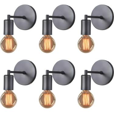 Imagem de Luminária Arandela de Parede Cabeceira Quarto Sala Corredor Retro Moderna Vintage Hotel 127v/220v (Preto) Kit Com 6