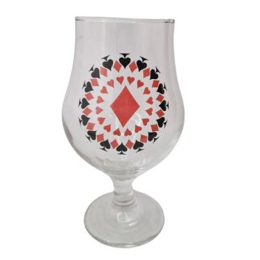 Imagem de Taça Copo Cerveja Vidro Naipe Ouros Baralho 400 ml Presente