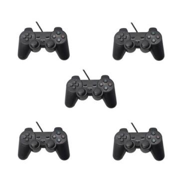 Imagem de Kit 5 Joystick Controle Para Pc Gamer Jogos Vibração Dual Shock Usb Co