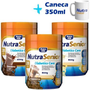 Imagem de Kit 3 potes Suplemento Alimentar em pó Zero Açúcar Nutra Senior Diabet