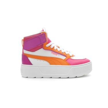 Imagem de PUMA Tênis infantil unissex Karmen Rebelle Mid, Puma Branco vibrante laranja - roxo fúcsia, 21 BR