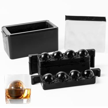 Imagem de NICITY Molde transparente para cubos de gelo, 8 bolas de gelo transparentes para uísque e coquetéis e bourbon, ótimos presentes de uísque para homens