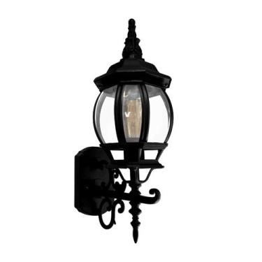 Imagem de Arandela Colonial Preto 8 Faces Externo Alumínio Vidro Ponente