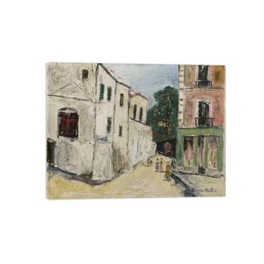 Imagem de Marice Utrilo Famosas Pinturas em Tela Emoldurada Arte de Parede Decoração de Parede de Quarto Impressão de Reprodução em Tela Rua 10/60x80cm24x31inch Emoldurada