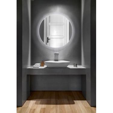 Imagem de Espelho Multiuso Lapidado Pendurador Led Branco 40cm Redondo - E2G Des