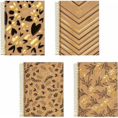 Imagem de Caderno 1X1 Capa Dura KRAFT BLACK 80 Folhas Pacote com 4 - Jandaia