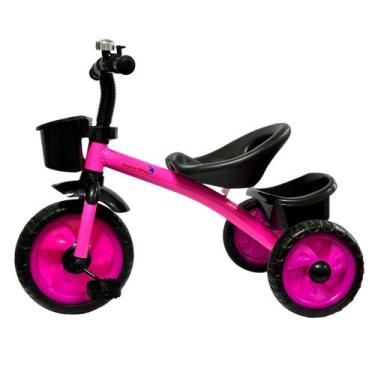Imagem de Triciclo infantil com pedal preto e rosa - importway