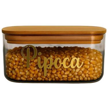 Imagem de Pote Hermético Tampa De Bambu Natural 650ml Com Etiqueta - Ou