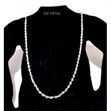 Imagem de Colar corrente masculina aço inox prata antialérgico 60cm 4mm - DAF