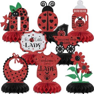 Imagem de KEWUFD 8PCS Ladybug Baby Shower Decorations Ladybug Birthday Honeycomb Centerpieces Gender Reveal Party Decoration for Girl