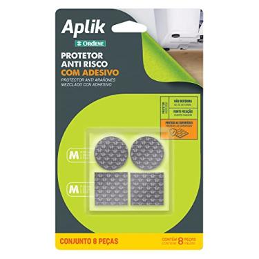 Imagem de Conjunto Adesivo de Protetor Anti Risco, Material EVA, Tamanho M, Contém 8 Unidades, Cor Preta, Linha Aplik, Ordene.