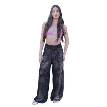 Imagem de Saída de Praia Feminina Calça Tricot Tamanho Único Verão 26 - Sem Marc