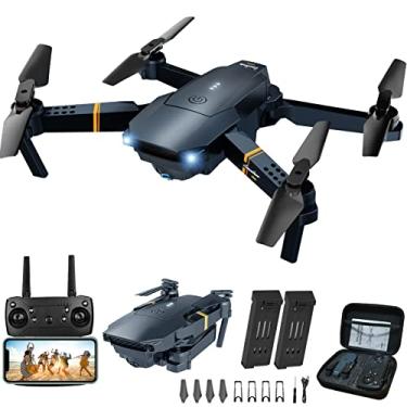 Imagem de MOCVOO Drones com câmera para adultos e crianças, quadricóptero RC dobrável, brinquedos de helicóptero, drone de vídeo FPV 1080p para iniciantes, 2 baterias, estojo de transporte, partida com uma
