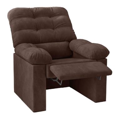 Imagem de Poltrona Do Papai Reclinável Decorativa Konfort Para Sala Suede Selmer Marrom