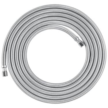 Imagem de Conector de máquina de gelo para geladeira, kit de linha de água de geladeira trançada de aço inoxidável, mangueira de máquina de gelo para geladeira com acessórios de compressão de 0,6 cm para linha