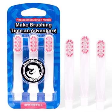Imagem de Toothbrush Toys Cabeças De Escova Dentes Reposição, Cerdas Ultramacias, Pacote Com 3, Infantis Compatíveis Cabos, Fácil Substituição, Suaves Para Gengivas, Rosa