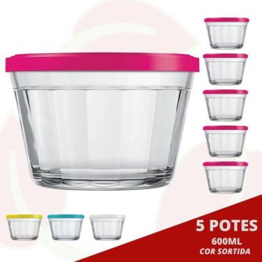 Imagem de 5 Pote de Vidro Americano 600ML Nadir Sobremesa Doces c/ Tampa - NADIR
