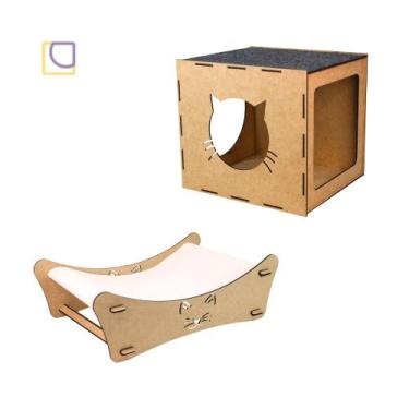 Imagem de Kit 2 Peças Play Gatos Nicho e Caminha Chão Pet Cama Gatos - Mondo Box