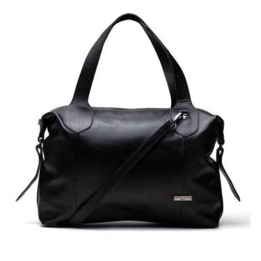 Imagem de Bolsa Média Couro Legítimo Preto Espaçosa Tiracolo Ombro ou Transversa