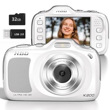 Imagem de Câmera digital de 64 MP para foco automático de fotografia, câmera de viagem compacta 4K com zoom de 16X, ultraleve de 120 g, carregamento tipo C e mais de 10 modos de disparo NBD-K200-WH-2507-US