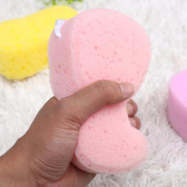 Imagem de Healeved Conjunto de esponja esfoliante corporal, pacote com 4 esponjas naturais, esponjas de banho para bebês, adultos, acessórios de banho faciais, cor aleatória